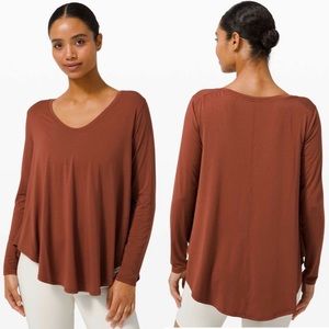 Lululemon Up for Down Time Long Sleeve Dark Terracotta Swing Top Tee Size 12